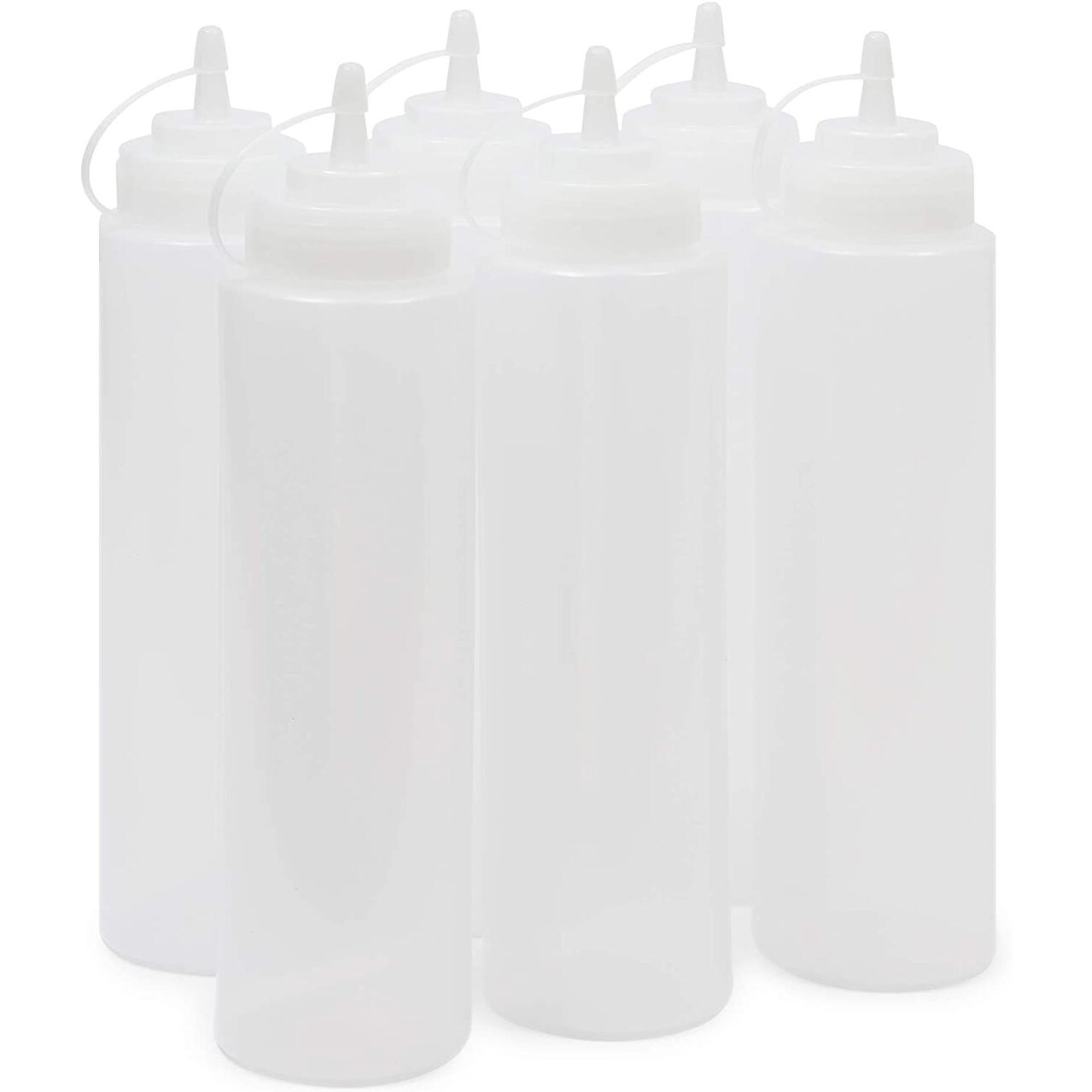 6 Pack 24 oz Plastic Condiment Squeeze Bottles with Caps, Empty Squirt  Bottles for Ketchup, Mustard, Sauces